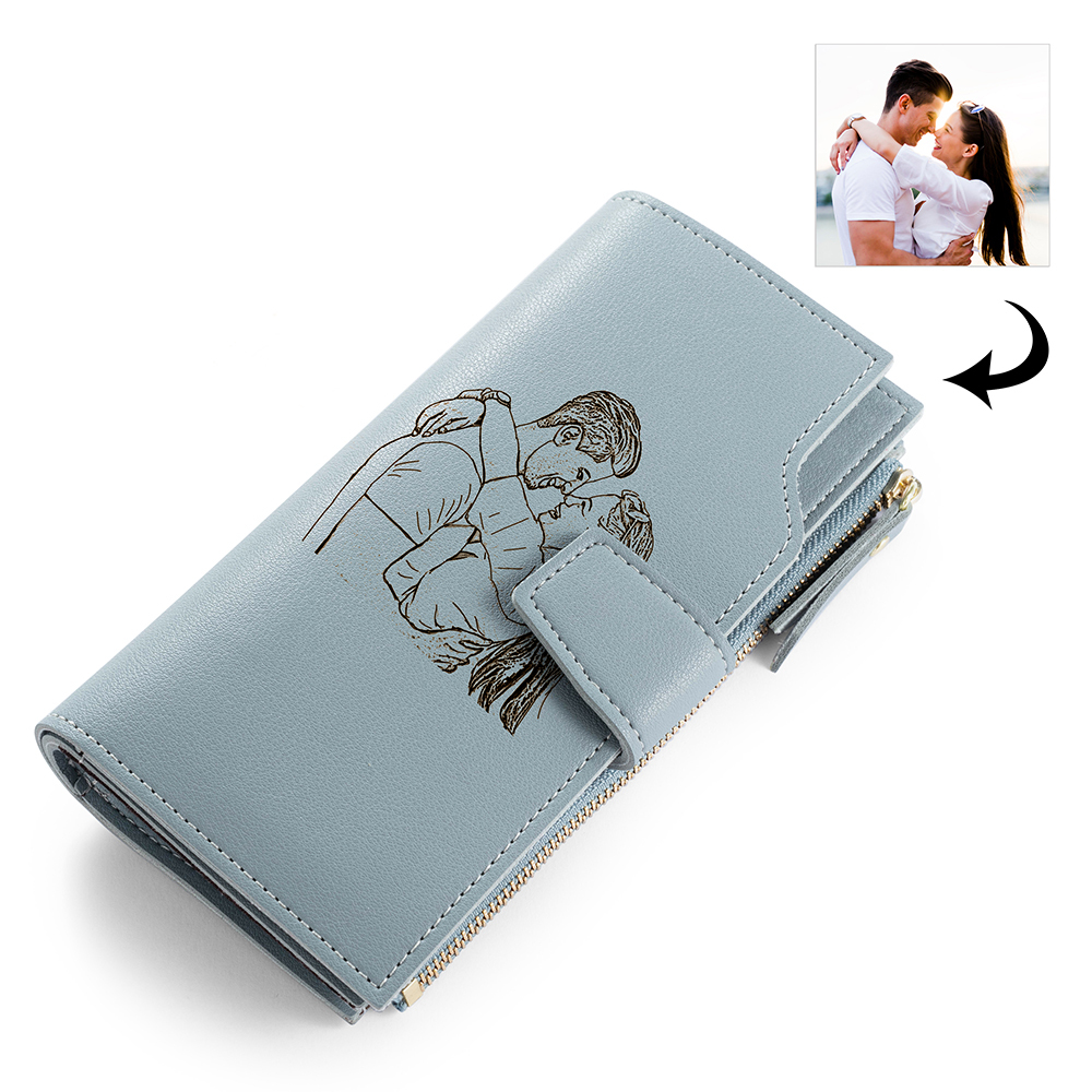 Blue Photo Engraved Wallet Card Wonderful Gift