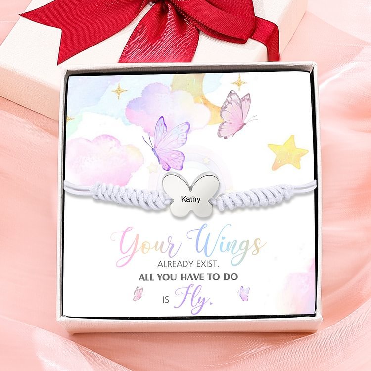Butterfly Adjustable Bracelet Custom Name Bracelet Gift for Daughter Granddaughter - Your Wings Always Exist, All You Have To Do Is Fly
