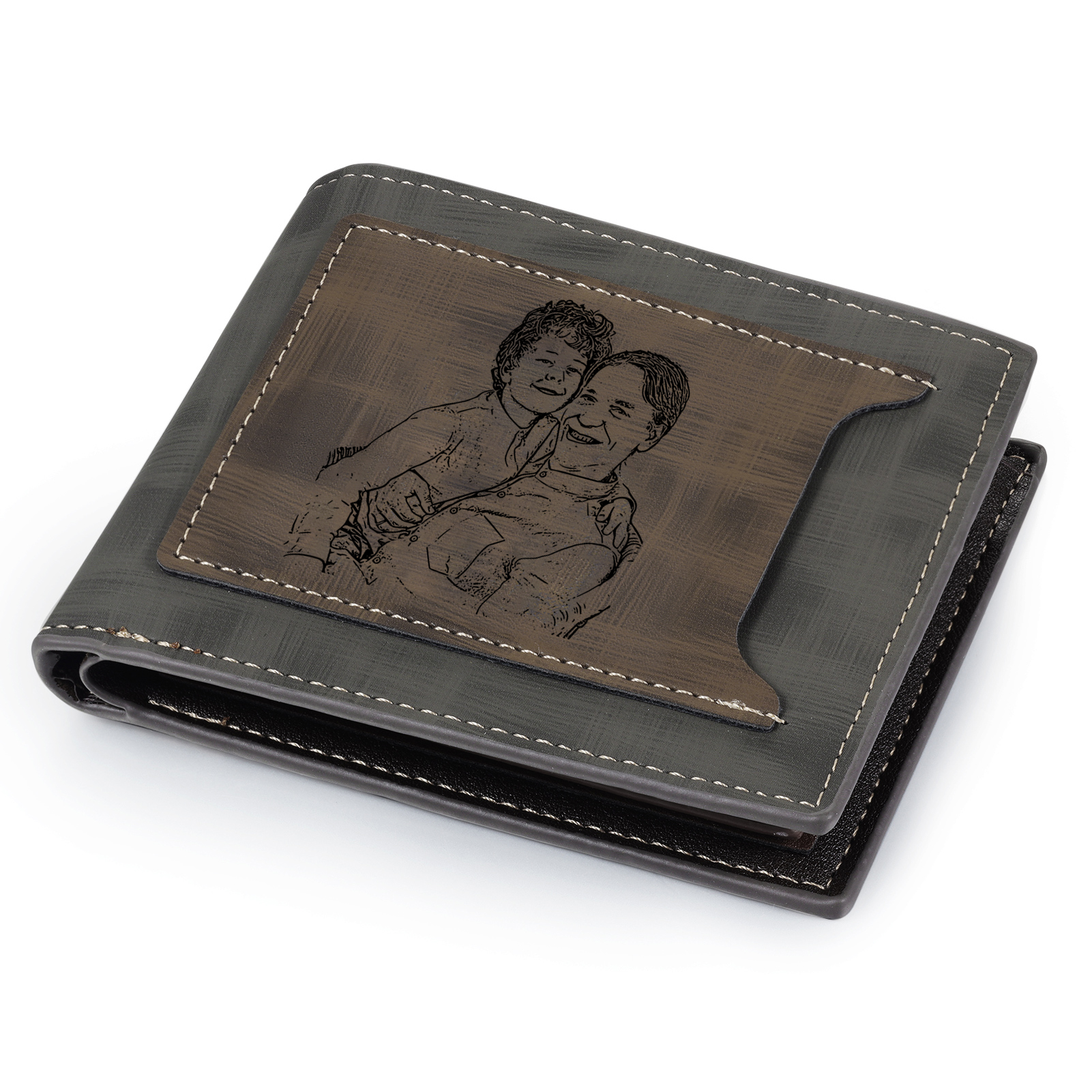 3 Names - Personalised Photo Custom Leather Men's Wallet as a Father's Day Gift for Dad