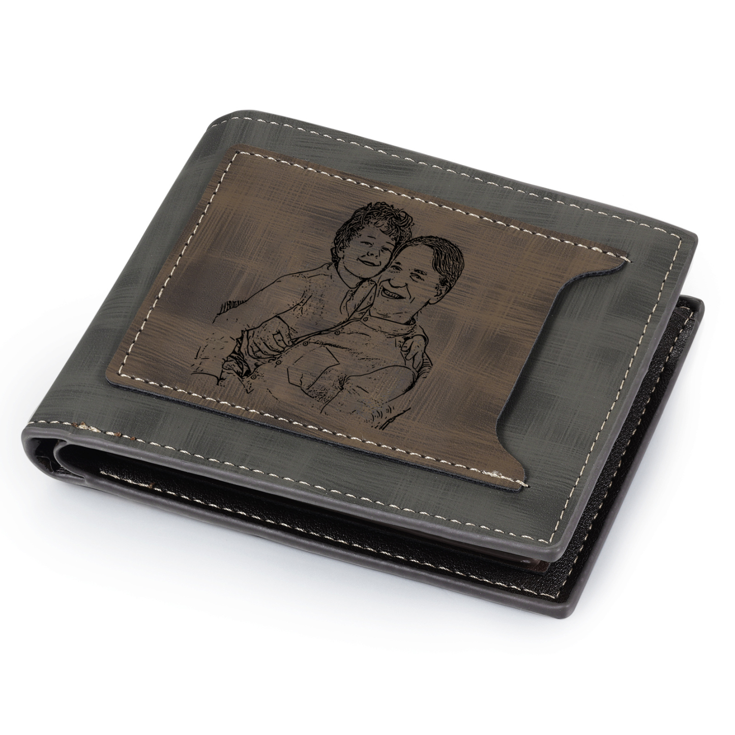 3 Names - Personalised Photo Custom Leather Men's Wallet as a Father's Day Gift for Dad