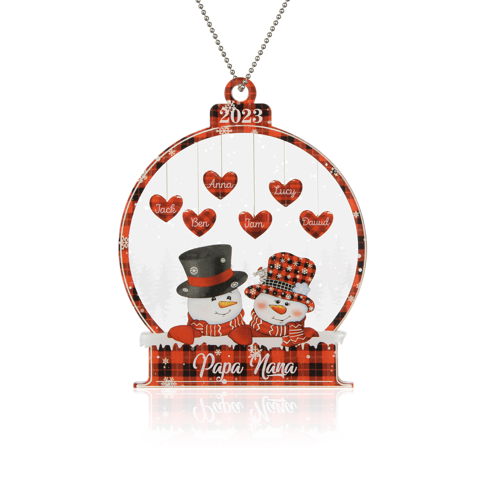 6 Names-Personalised Family Acrylic Christmas Xmas Tree Decoration Ornament-Custom 6 Names And Text Hanging Ornament Gifts For Family