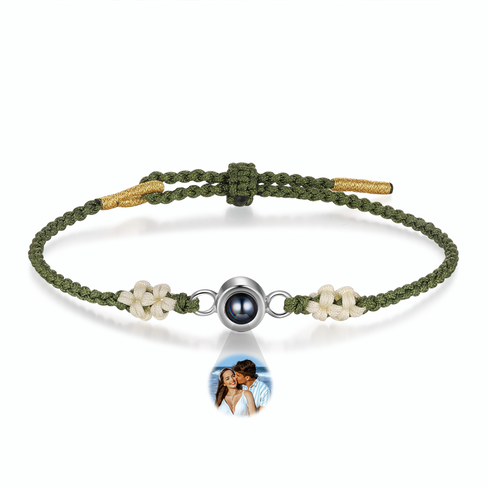 Personalised Olive Macrame Projection Bracelet