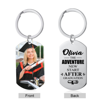 Personalised Name & Photo Exquisite Graduation Keyring Gift For Her/Him-Happy Graduation