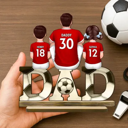 2-5 Names Personalised Football Dad Ornament - Custom Decoration Plaque for Father | Jessemade