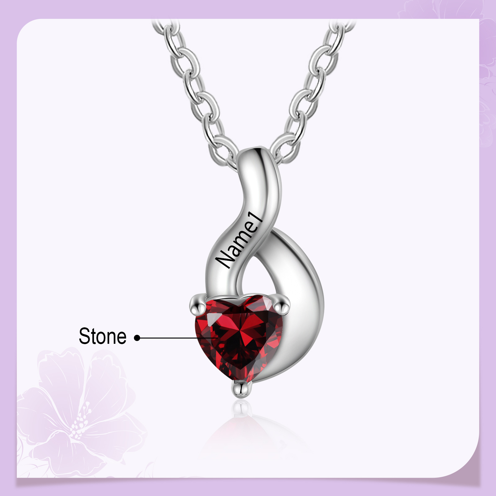 Personalised Heartfelt  Birthstone Necklace with 1-6 Names