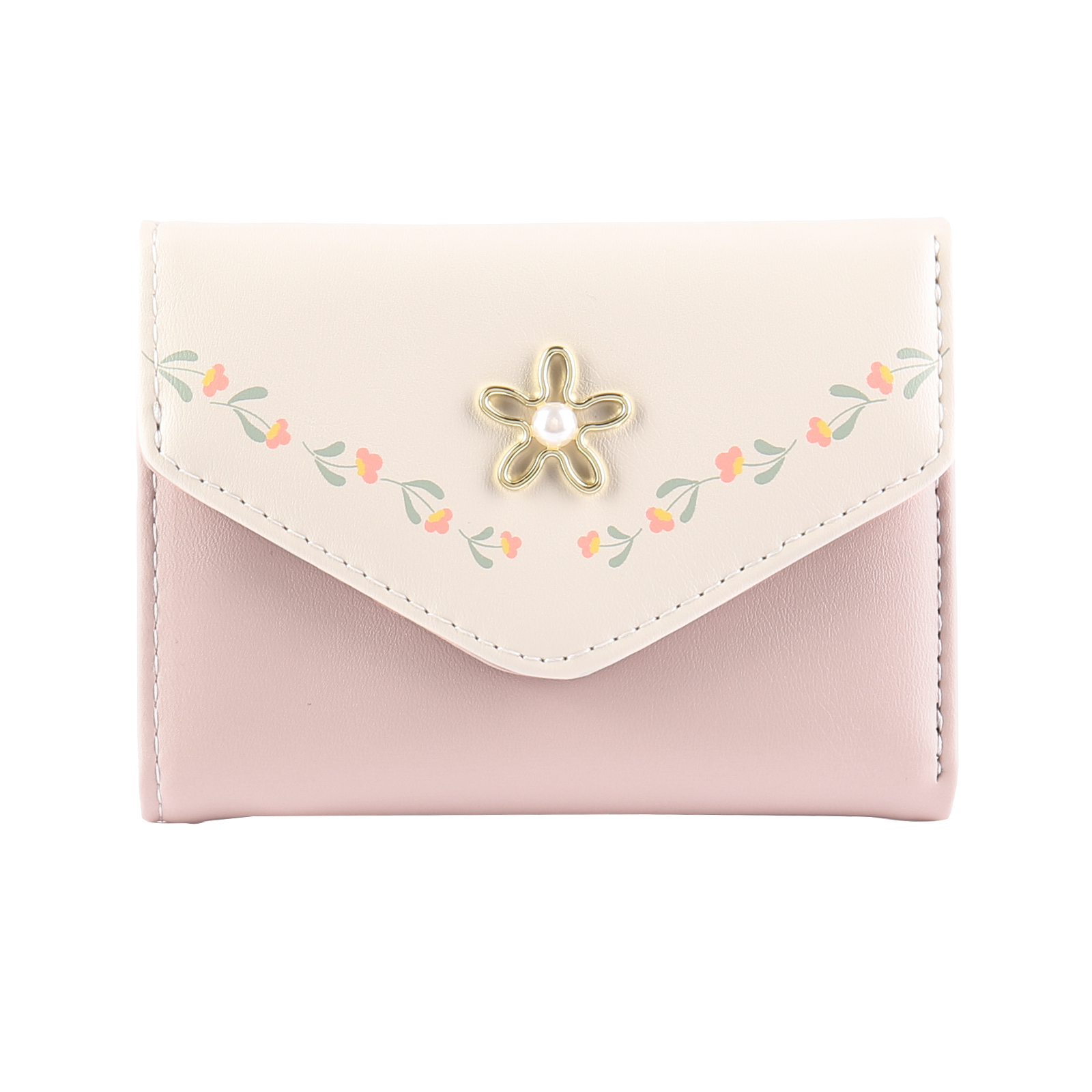 Custom Purse-Women's Personalised Photo PU Leather Flower Folding Wallet for Her