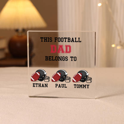 3 Names -Personalised Football Acrylic Keepsake Customized Name Acrylic Plaque Ornament Father's Day Gift for Dad