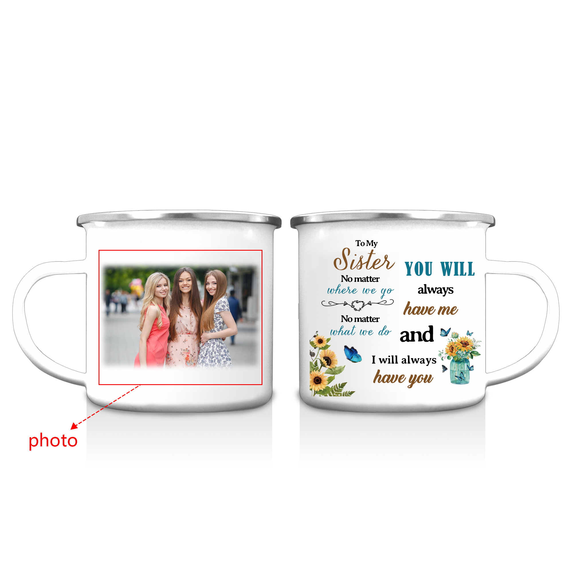 Personalised Photo Mug-Custom Set With Gift Box To My Sister Birthday Gift Ceramic Coffee Mug for Sister