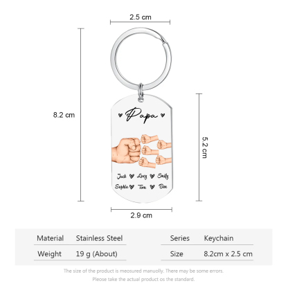 6 Names - Personalised Custom Fist Bump Keyring Gift Custom Name for Dad
