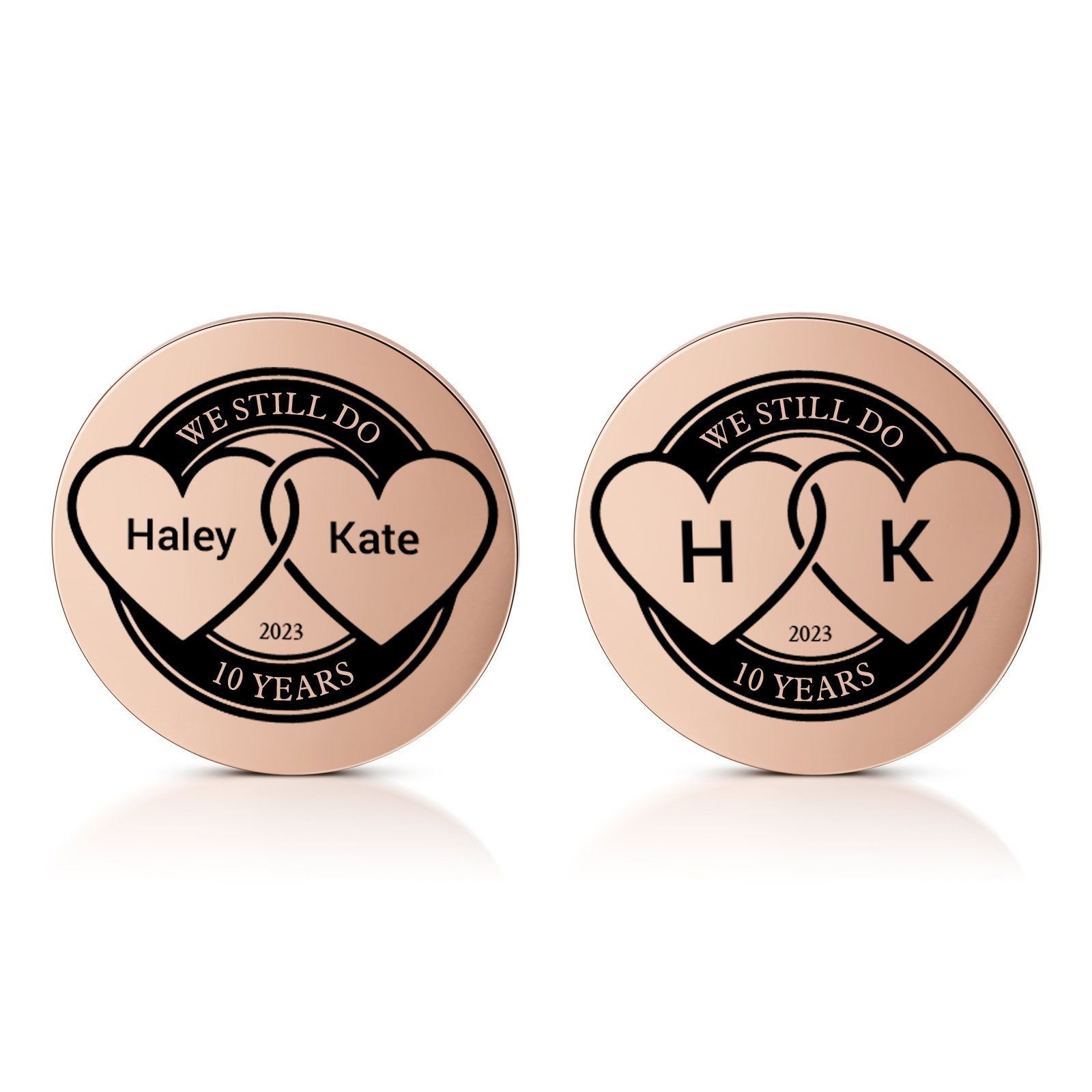 2 PCS Personalized Name Stainless Steel Couple Coin Custom Anniversary Special Gift