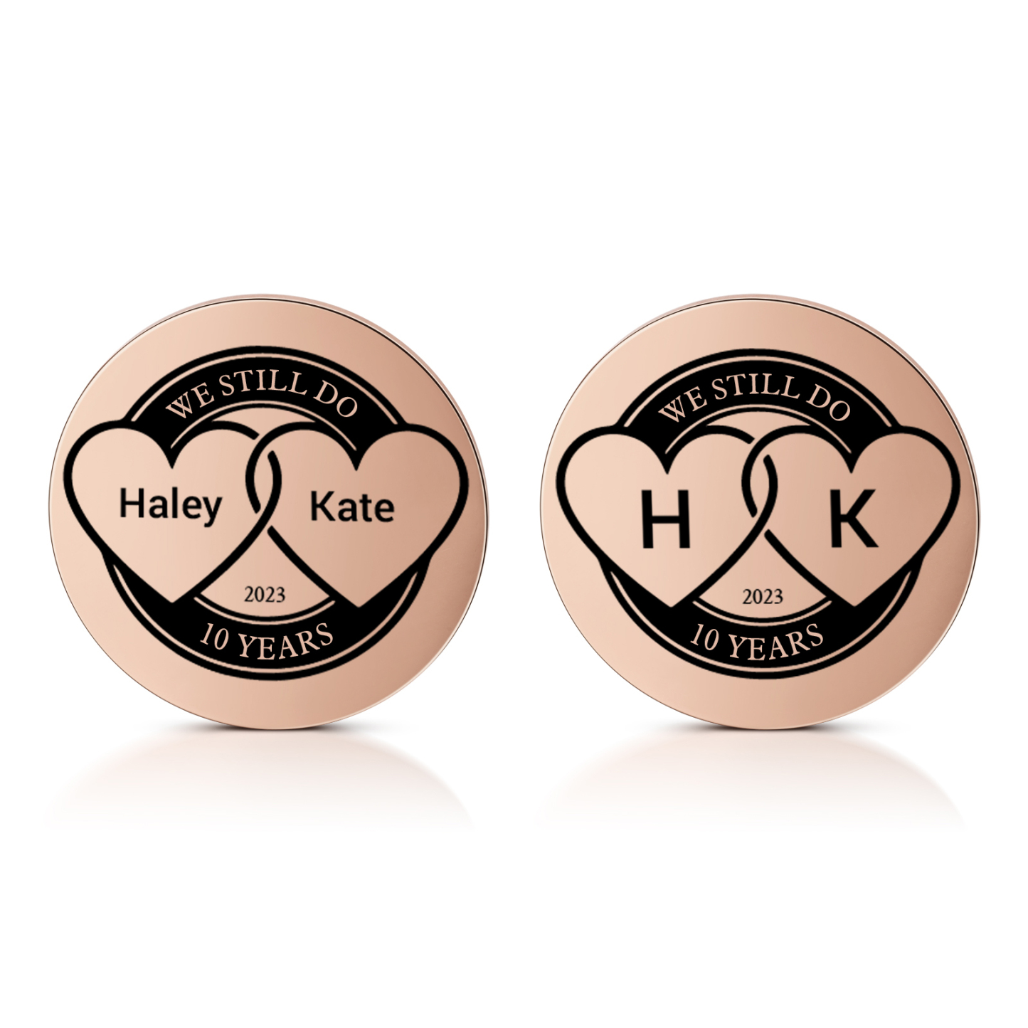 2 PCS Personalized Name Stainless Steel Couple Coin Custom Anniversary Special Gift