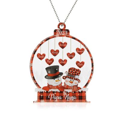 8 Names-Personalised Family Acrylic Christmas Xmas Tree Decoration Ornament-Custom 8 Names And Text Hanging Ornament Gifts For Family