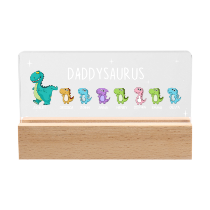 8 Names - Personalised Cute Dinosaur Pattern Beautiful Table Lamp Father's Day Gift for Dad