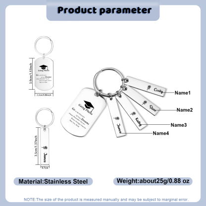 4 Names - Personalised Name Exquisite Graduation Keyring Gift For Her/Him