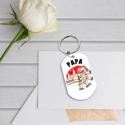 6 Names - Personalised Custom Fist Bump Keyring Mangrove Style Keyring Gift for Dad