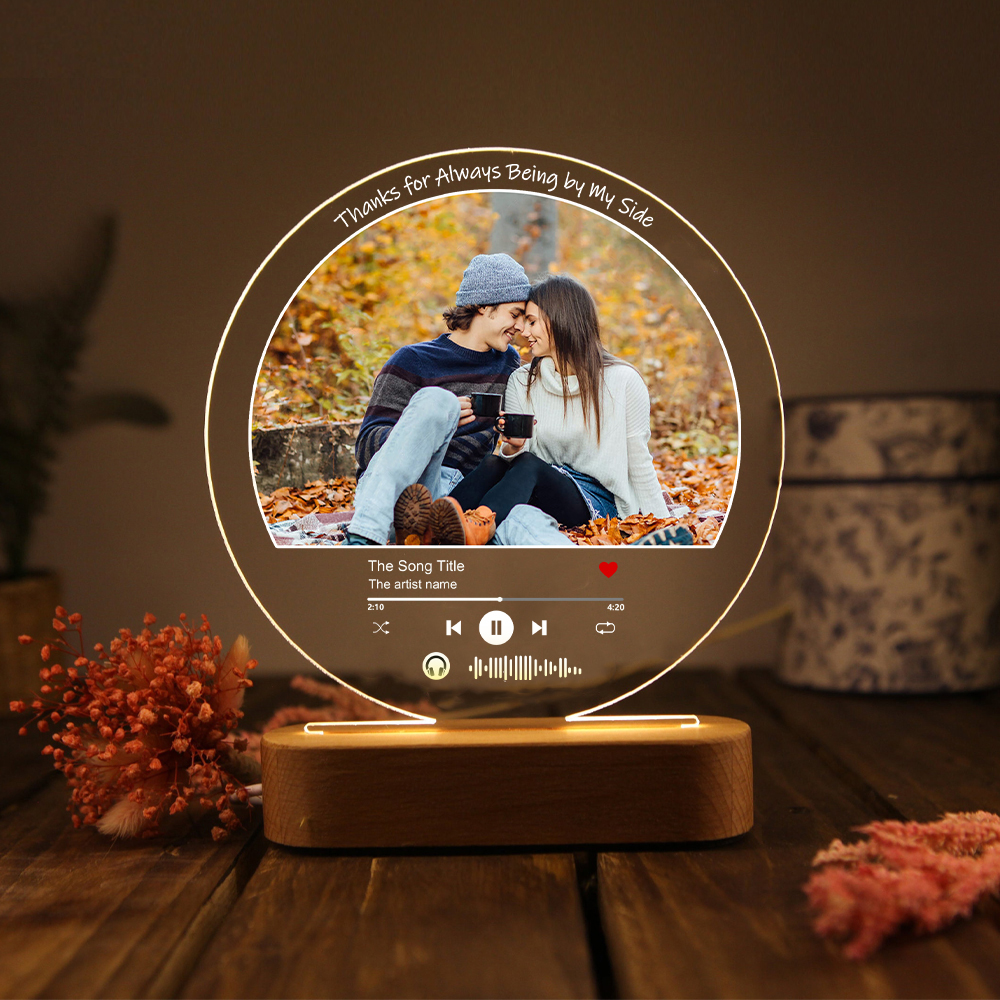 Personalised Couple Acrylic Night Light, Custom Photo And Audio Lamp Christmas Gifts