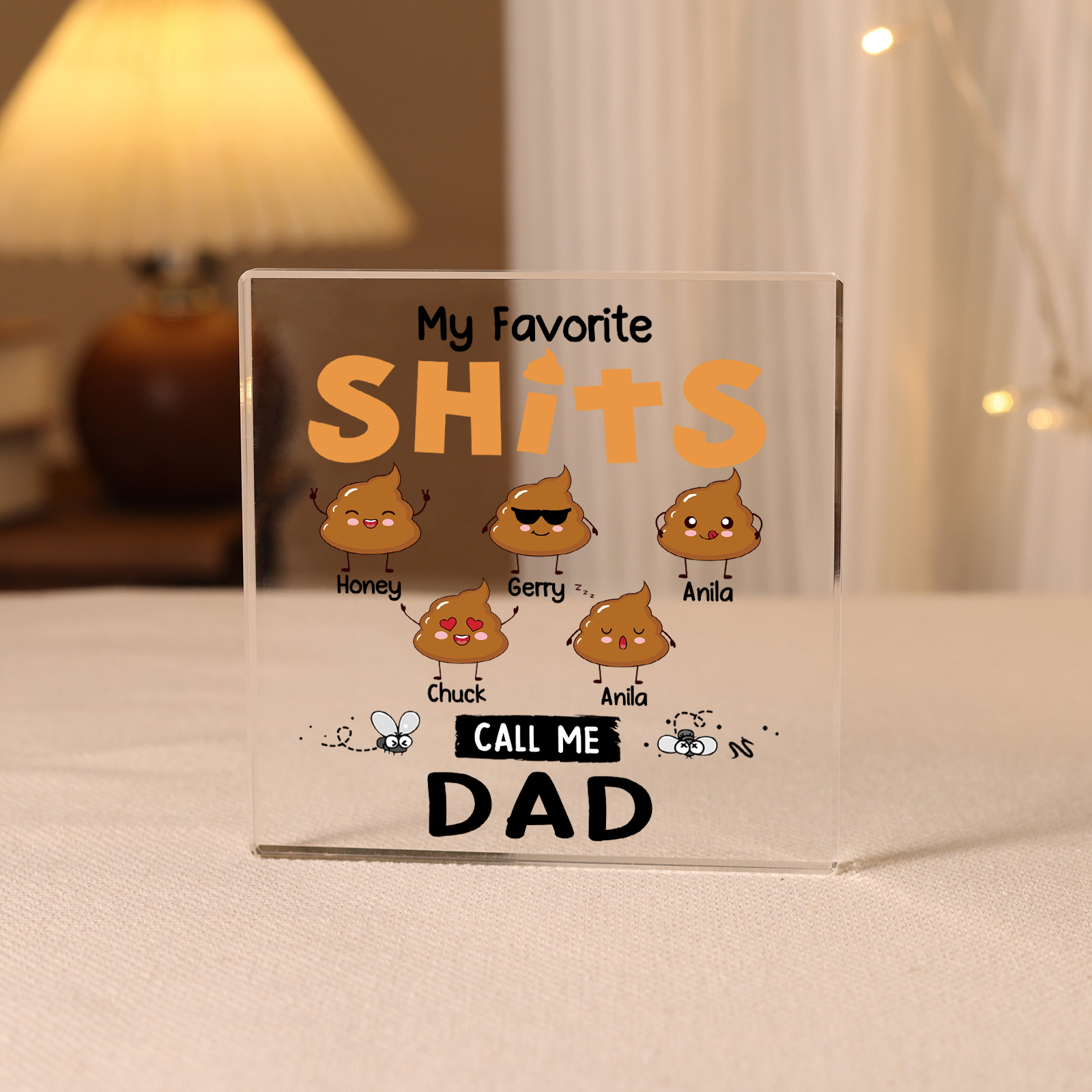 5 Names - Personalised Monster and Shit Style Custom Name Acrylic Ornament Father's Day Gift for Dad
