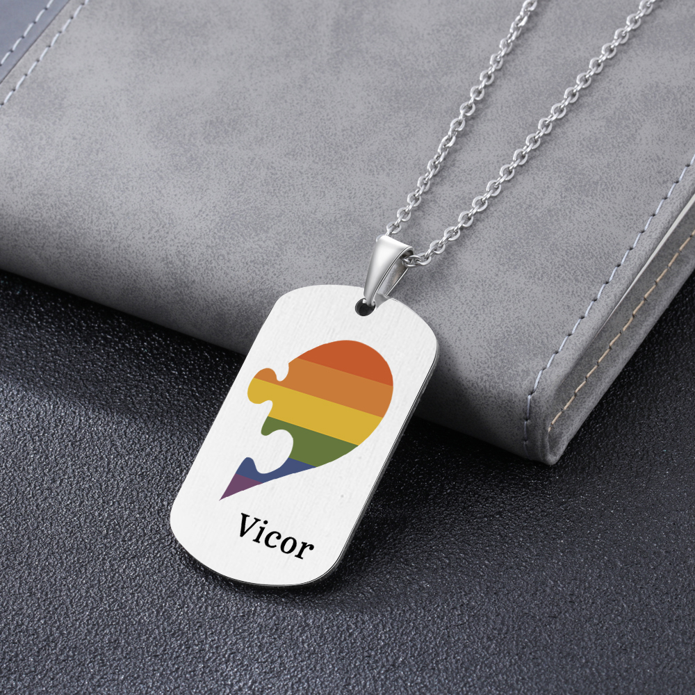 Personalised Text Puzzle Couple Necklace Custom Matching Couple Gifts, Special Gift For Him/Her