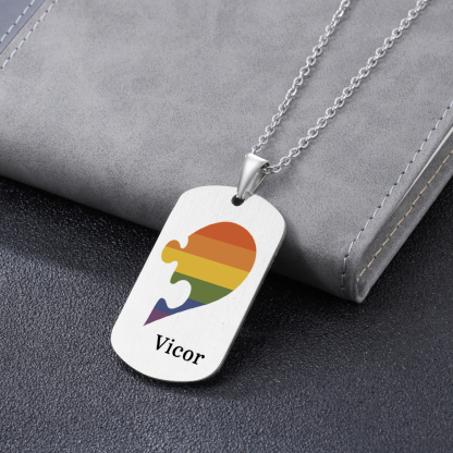 Personalised Text Puzzle Couple Necklace Custom Matching Couple Gifts, Special Gift For Him/Her