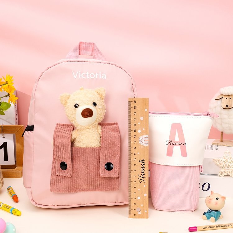 Personalized Bus School Bag Name Backpack, Customized Schoolbag Travel Bag For Kids