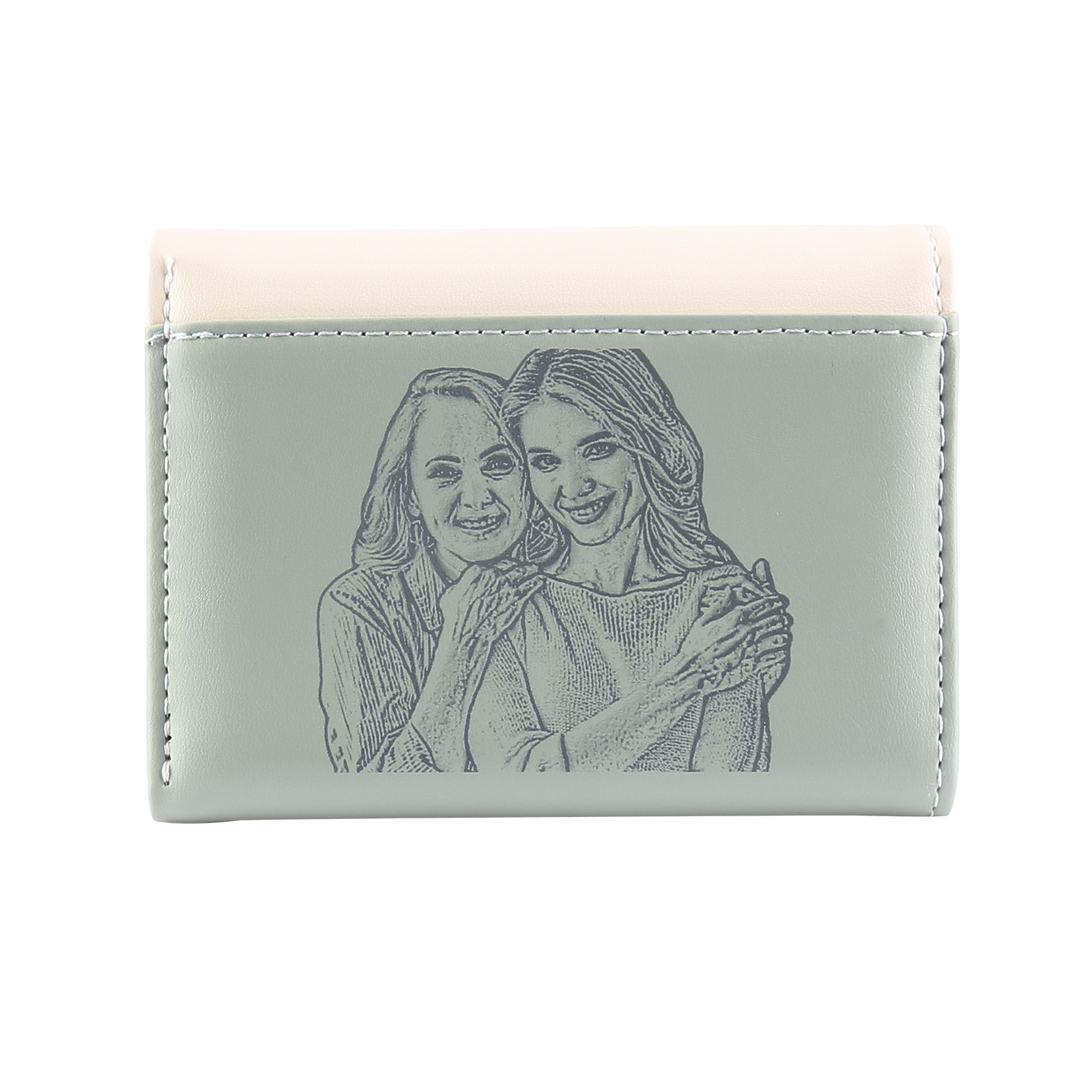 Custom Purse-Women's Personalised Photo PU Leather Flower Folding Wallet for Her