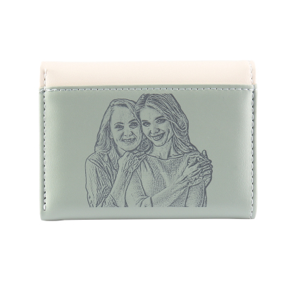 Custom Purse-Women's Personalised Photo PU Leather Flower Folding Wallet for Her