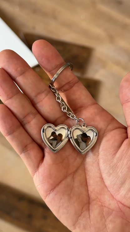 Personalised Heart Photo Locket Keyring
