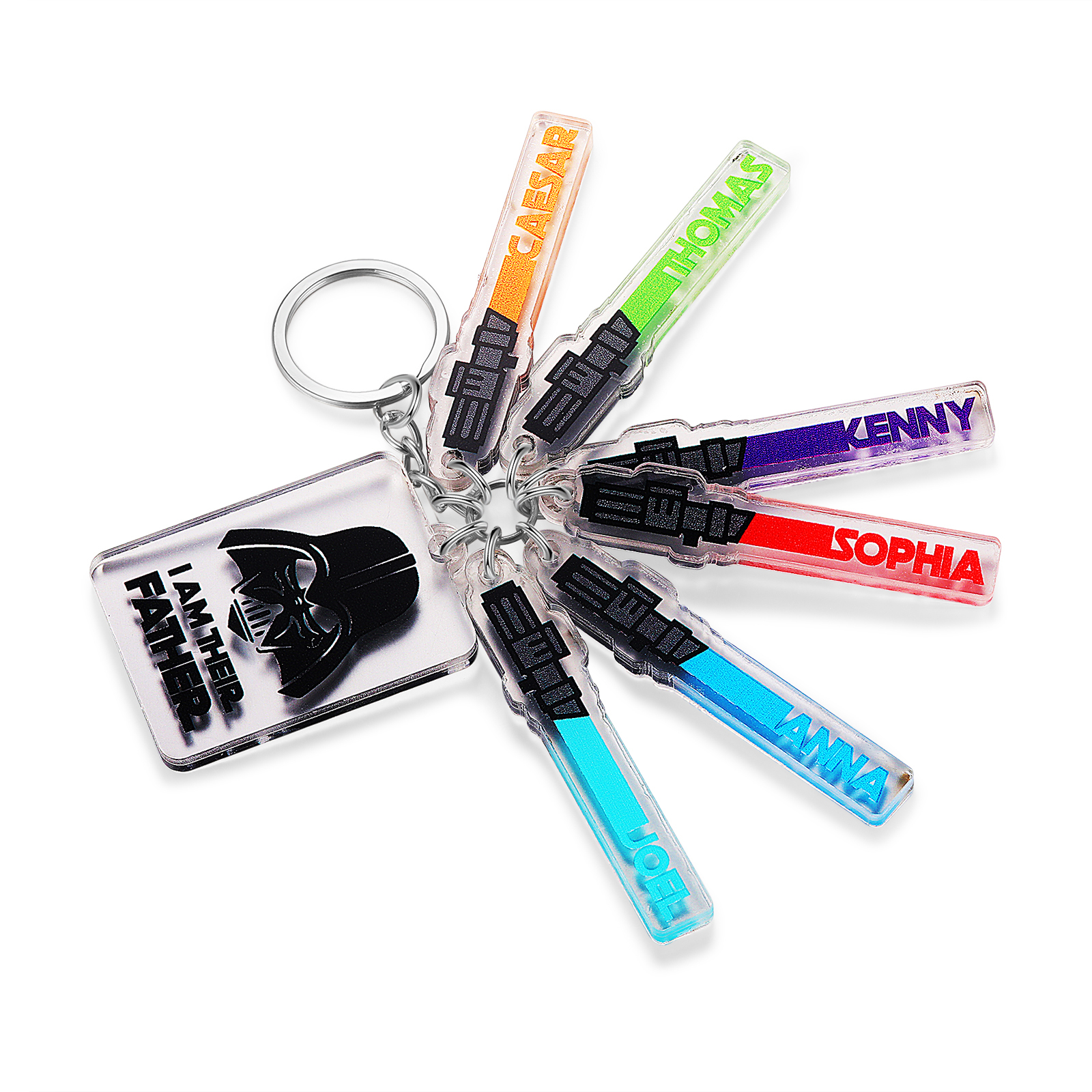 6 Names - Personalised Name Acrylic Star Wars Keyring - I Am Their Father - Gift for Dad