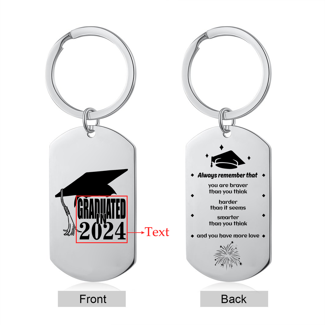 Personalised Text Military Keyring With Inspirational Text Graduation Gift For Her/Him