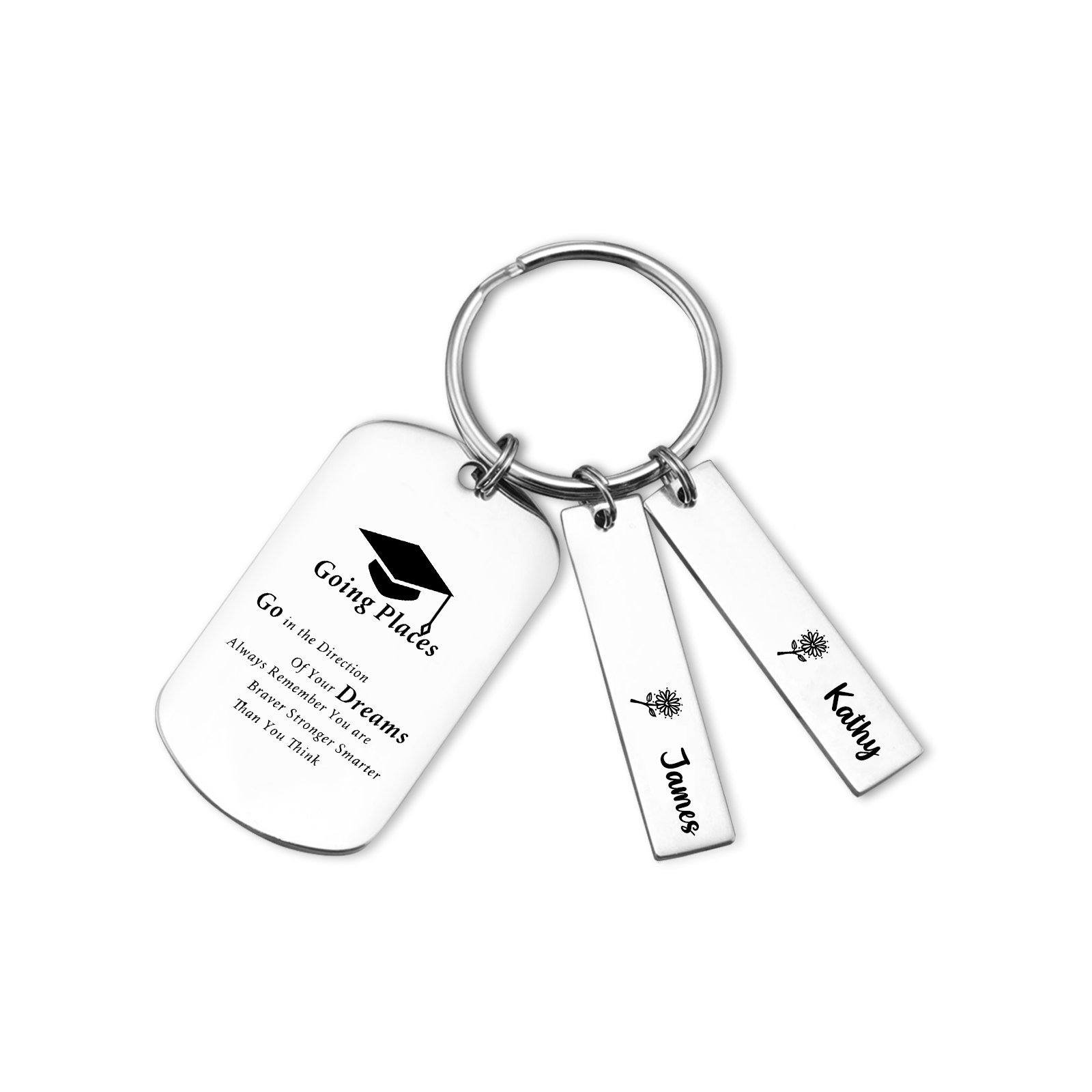 2 Names - Personalised Name Exquisite Graduation Keyring Gift For Her/Him