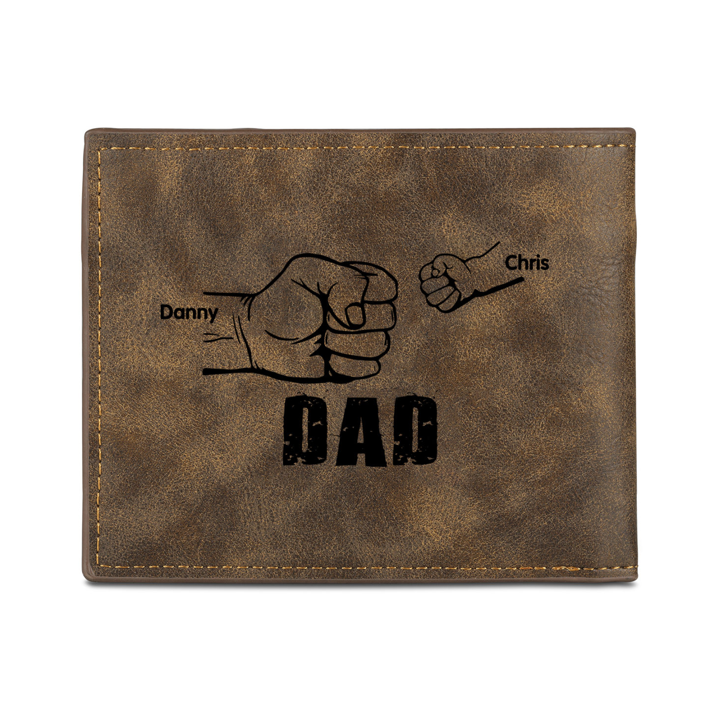 2 Names - Personalised Photo Custom Leather Men's Wallet as a Father's Day Gift for Dad