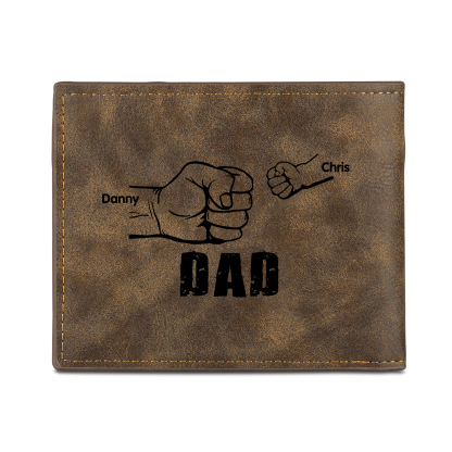 2 Names - Personalised Photo Custom Leather Men's Wallet as a Father's Day Gift for Dad