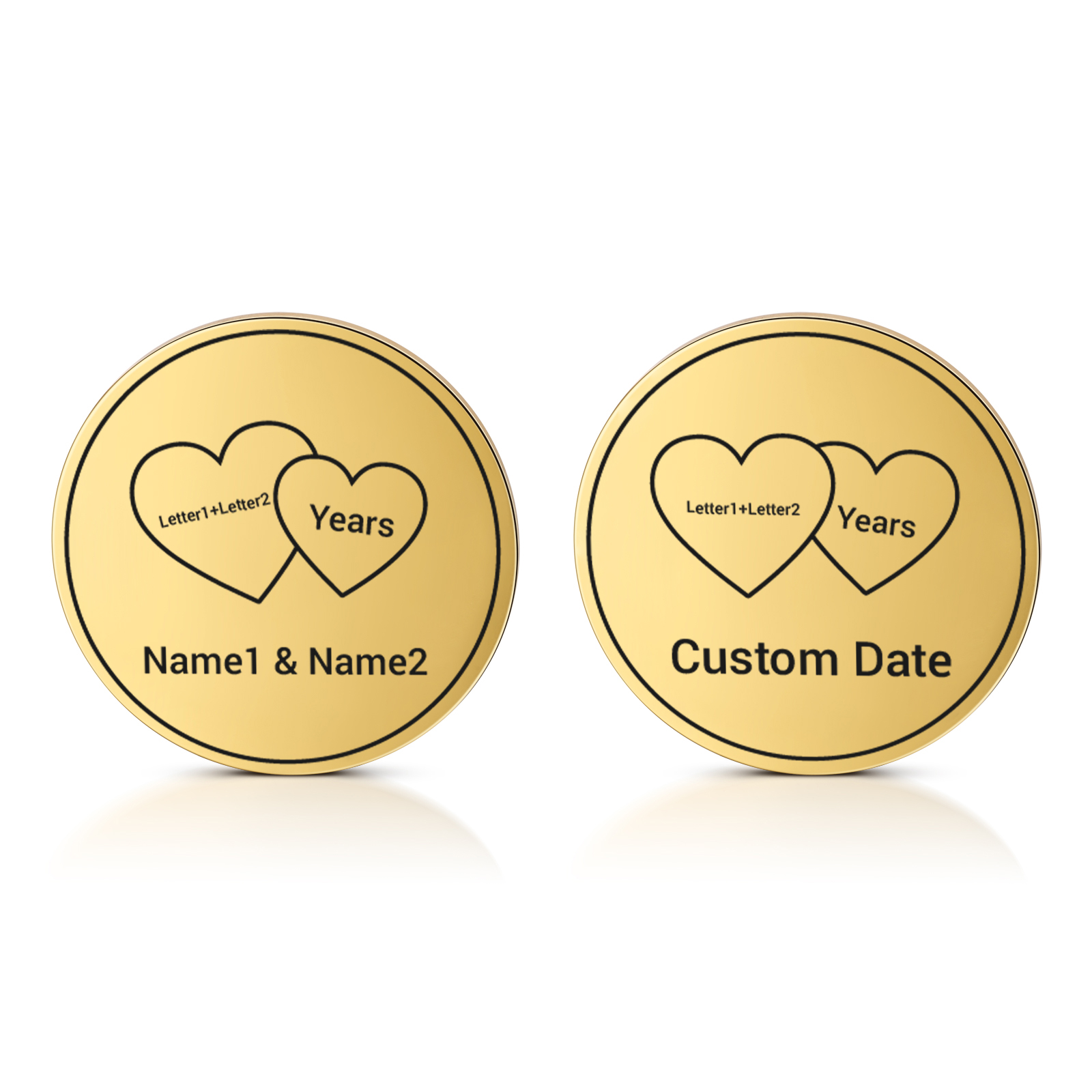 2 PCS Personalized Name Stainless Steel Couple Coin Custom Anniversary Special Gift