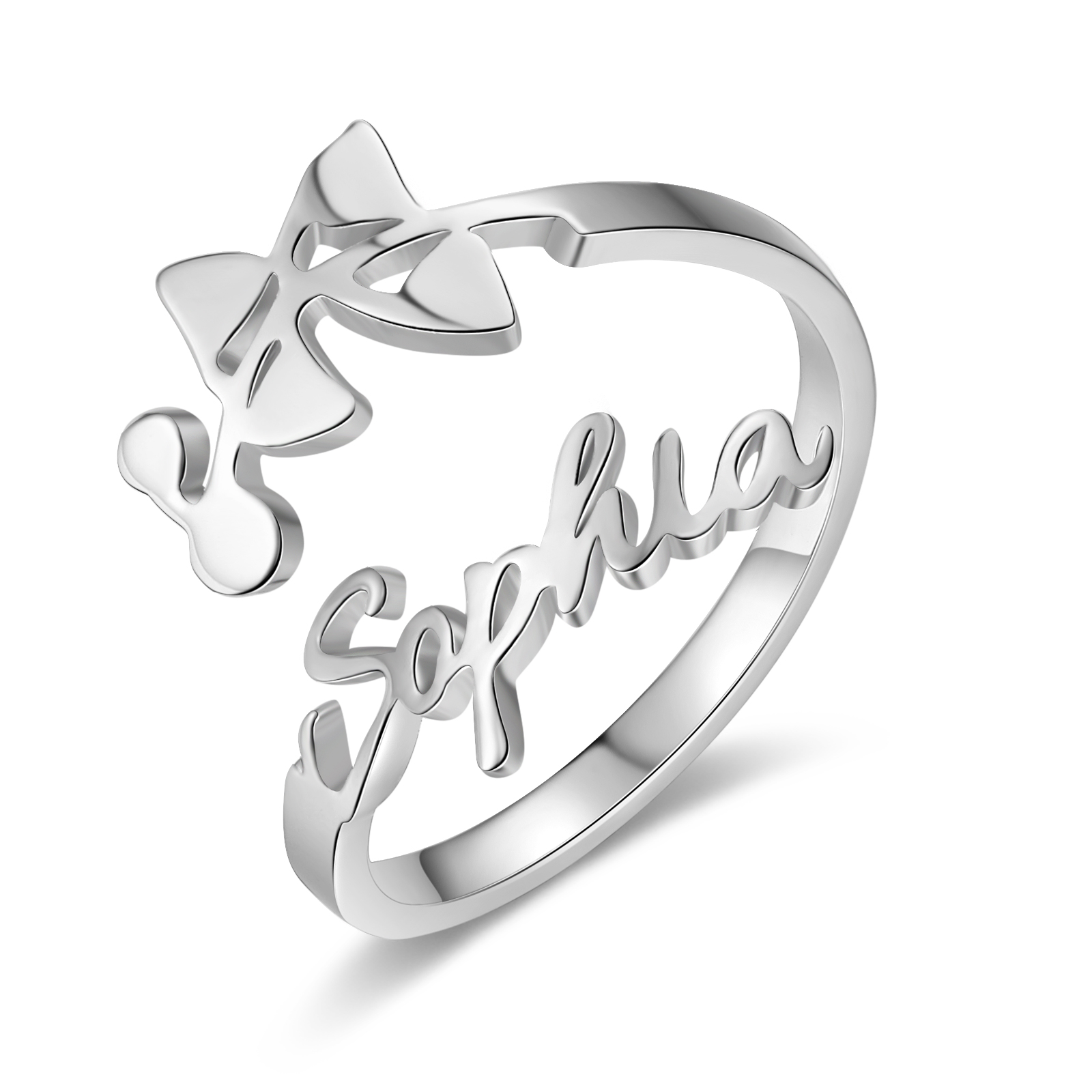 Personalized May Birth Flower Ring With Name Gifts For Her