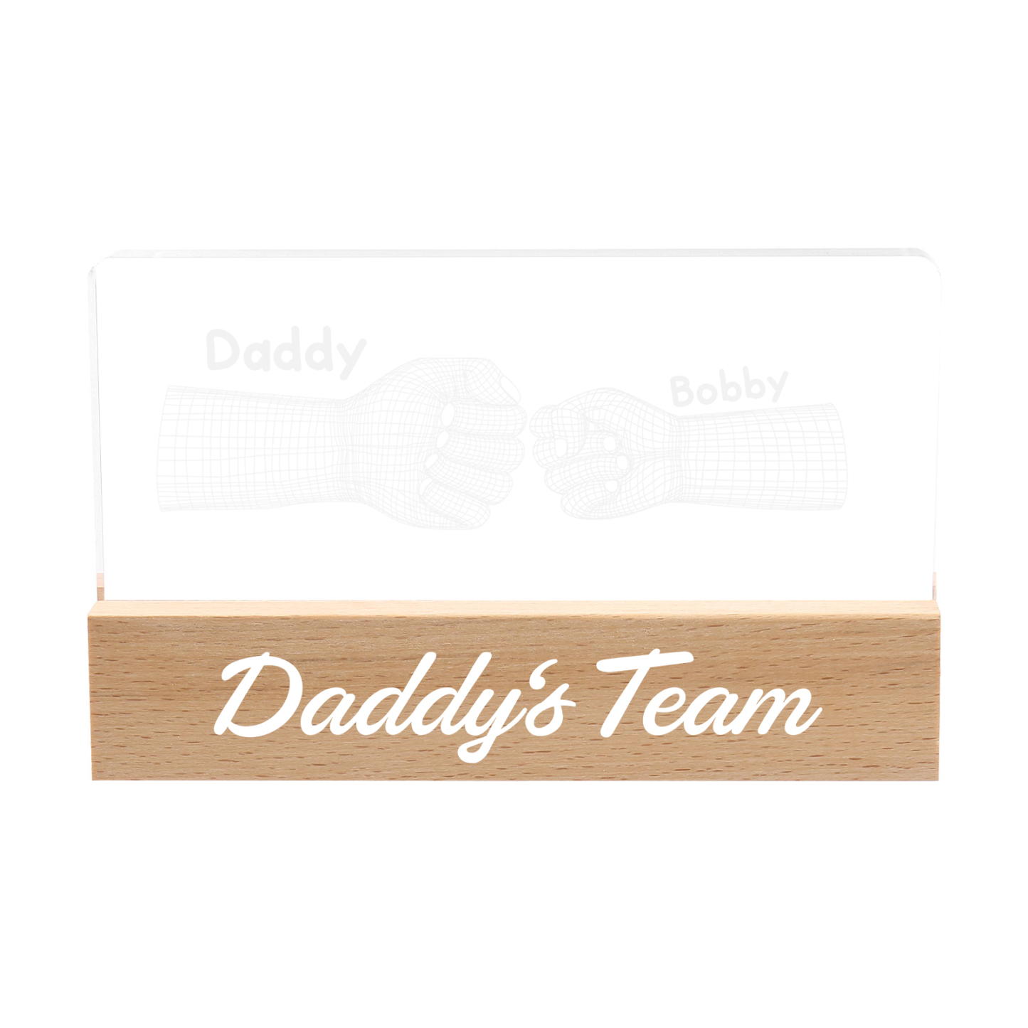 2 Names Personalised Fist Bump Pattern Night Light Custom Text LED Light Father's Day Gift for Dad