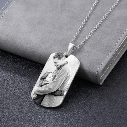 Personalised Fist Bump Necklace with 4 Kids' Names Custom Photo Necklace For Father