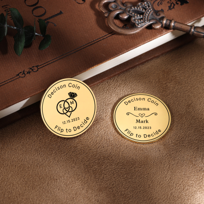 2 PCS Personalized Name Stainless Steel Couple Coin Custom Text And Date Special Gift