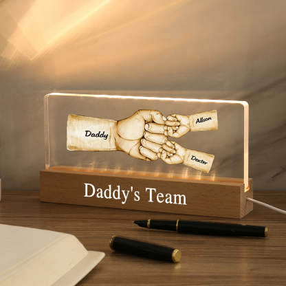 3 Names - Personalised Fist Bump Pattern Table Lamp Customized Text Father's Day Gift for Dad