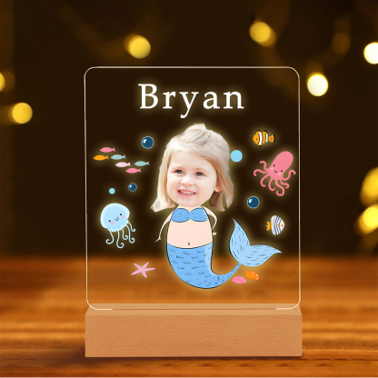 Personalised Photo & Name Acrylic Exquisite Pattern Night Light, A Gift For Children