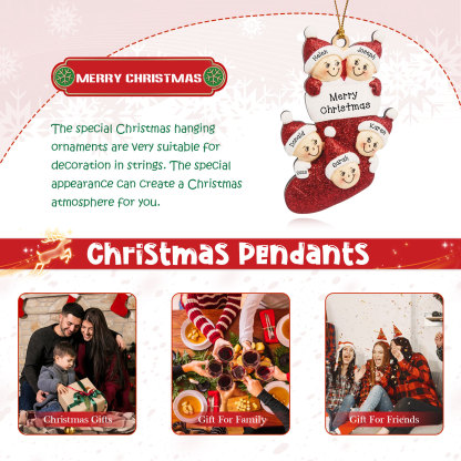 5 Names-Personalised Family Wooden Christmas Xmas Tree Decoration Ornament-Custom 5 Names And Text Hanging Ornament Gifts For Family