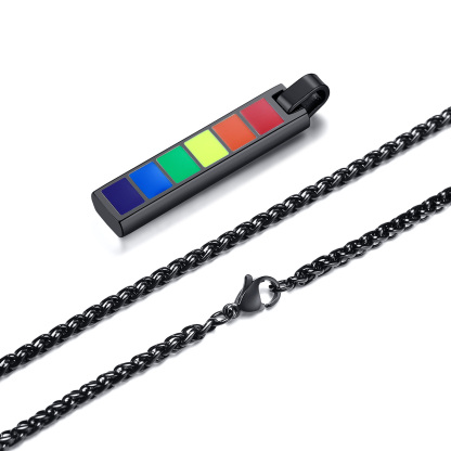 Rainbow Bar Necklace Cuban Chain LGBT Pride Gifts