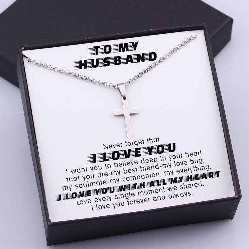 Confirmation Gift Never Forget That I Love You, Cross Necklace Gift Set Gifts For Husband