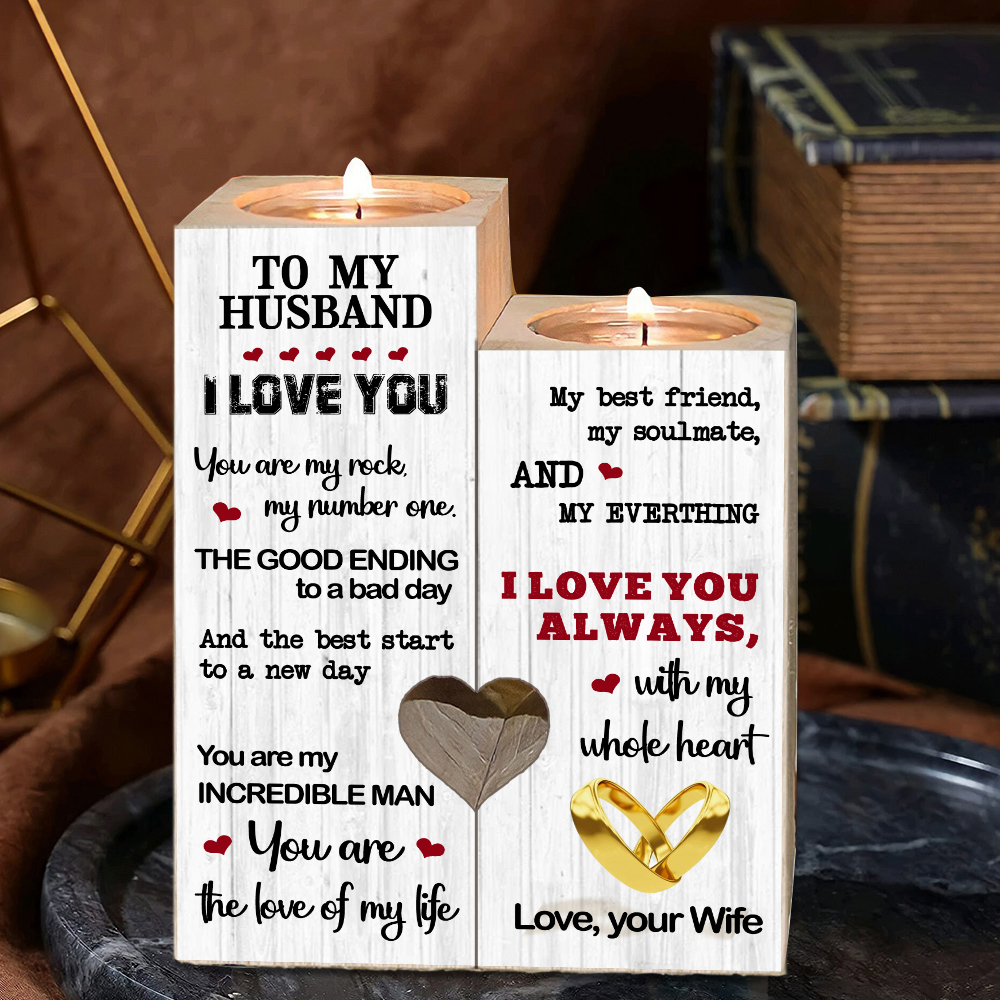 To My Husband Couple Candle Holder "You are my incredible man" Candlesticks