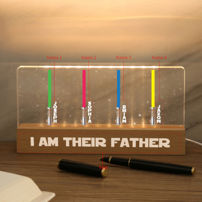 Personalised Star Wars Logo Father's Day Gift - I'm Their Dad - Table Lamp with 4 Names