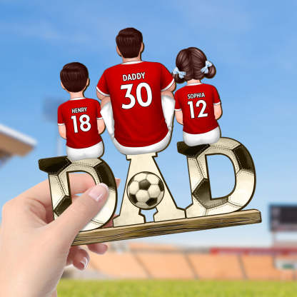 2-5 Names Personalised Football Dad Ornament - Custom Decoration Plaque for Father | Jessemade