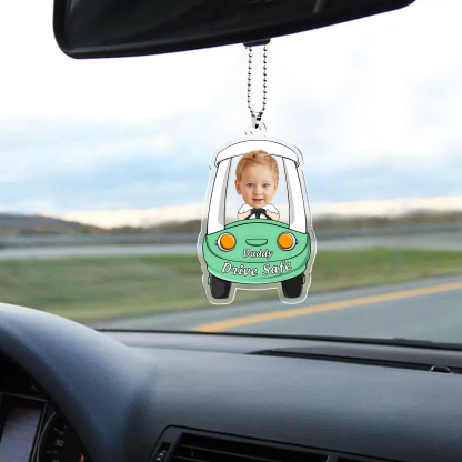Acrylic Keyring/Decoration Personalised Photo, Name And Text Driving Pattern Pendant For Dad