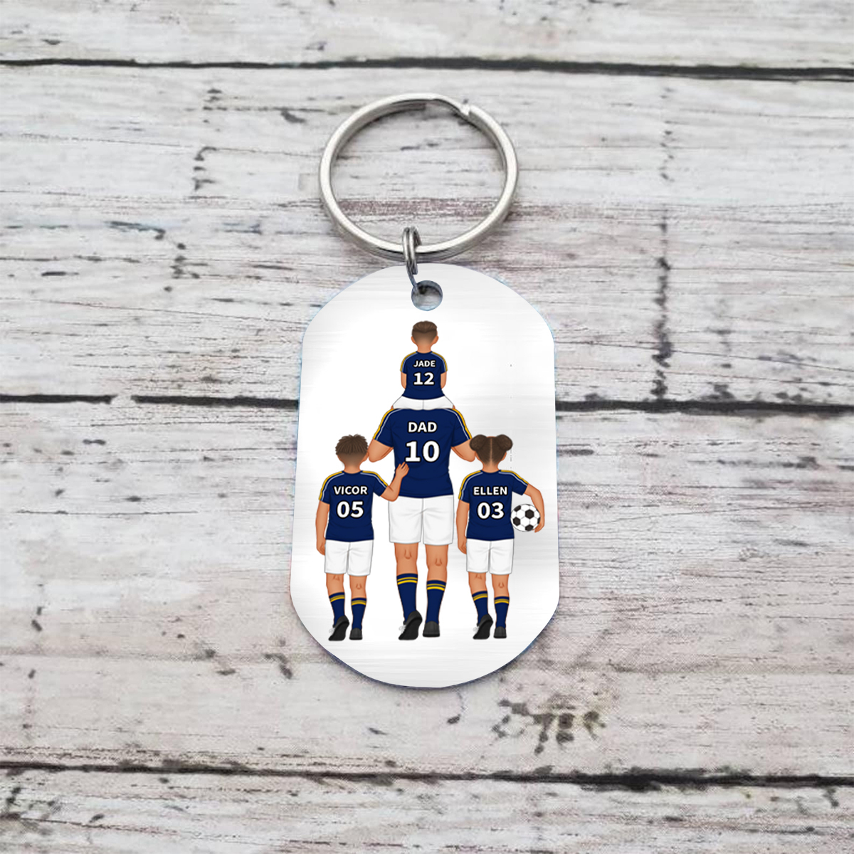 1-3 Names-Personalised Dad's Football Team Fist Keychain Custom Names Gift For Dad/Grandad