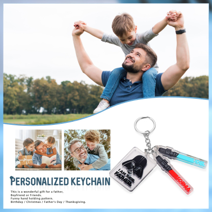 2 Names - Personalised Name Acrylic Star Wars Keyring - I Am Their Father - Gift for Dad