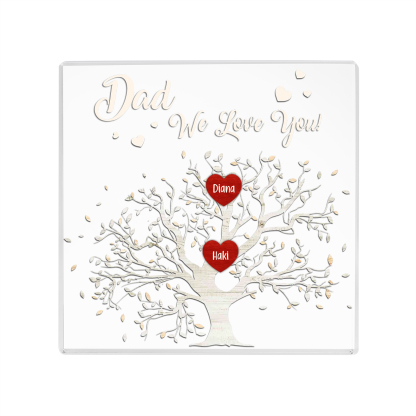 2 Names-Personalised Acrylic Family Tree Keepsake-Custom Text and Names-Acrylic Plaque Home Decoration Gift for Dad/Grandad