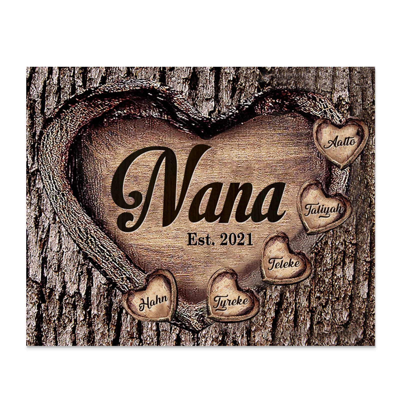 5 Names-Nan/Nana/Nanny/Grandma/Mam/Mum Personalised Name Wooden Ornament Custom Text And Date Home Decoration for Family